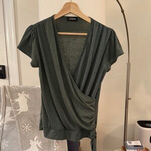 Women's Green Wrap Top